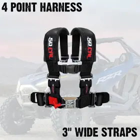 Ds-6000-rzr1 50 Caliber Racing 4 Point Harness 3 Inch Wide Straps Fit Polaris Rzr 900 Turbo S Pro Xp R 1000 Black