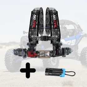 Ds-6000a3-cb-5999c-x3 50 Caliber Racing 4 Point Safety Harness 3 Inch With Bypass Plug Fits Can-am Commander Maverick X3 Camo