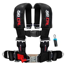 Ds-6008-cb-5999-utv 50 Caliber Racing Black 2 Inch 4-point Utv Harness With Rzr And X3 Bypass - Cal Pro-series Race Latch