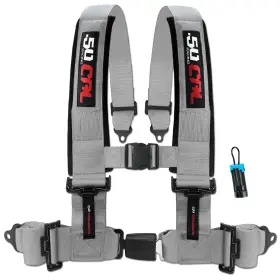 Ds-6043-cb-5999-utv 50 Caliber Racing Silver 3 Inch 4-point Utv Harness With Rzr And X3 Bypass - Cal Pro-series Quick Lock