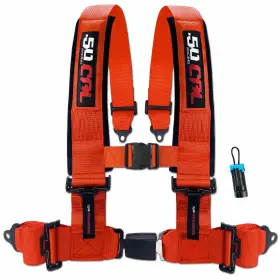 Ds-6045-cb-5999-utv 50 Caliber Racing Orange 3 Inch 4-point Utv Harness With Rzr And X3 Bypass - Cal Pro-series Quick Lock