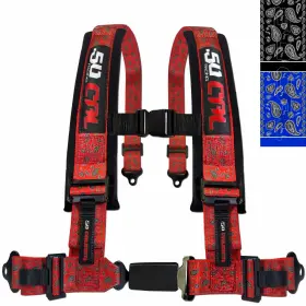 Ds-6075-001 50 Caliber Racing 2 In 4-point Harness Auto Buckle Red Bandana Design