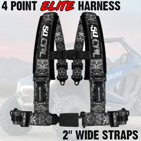 Ds-6082-rzr1 50 Caliber Racing 2 4 Point Harness Belt Custom Print Sugar Skulls Black Rzr Turbo Pro Xp