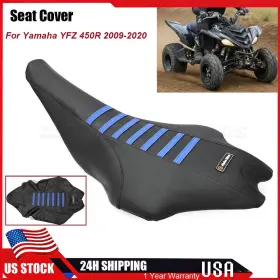 For Yamaha 09-20-yfz-450f Black Blue Ribbed Gripper Seat Cover Yfz450r 2009-2021 Atv