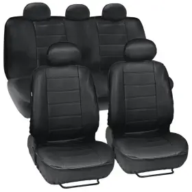 General 826942120794 Black Leather Full Set Seat Covers For 5-seater Cars - Universal Fit Protector