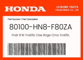 80100-hn8-f80za Honda Genuine Fndr R Rr Yra05l Clse Rnge Cmo -