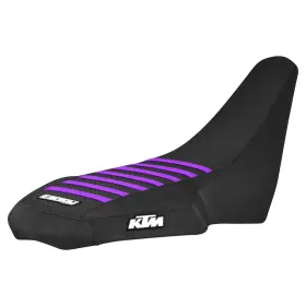 324-ktm-blk-purp-rib Ktm 2008-2009 Atv 450 505 525 Seat Cover All Black With Purple Ribs Logo #324