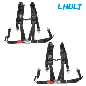Om243144oc Lablt 4-point Harness 2 Inch Seat Belt Pair Black For Yamaha Yxz1000 Wolverine Rhino