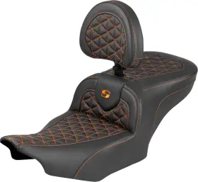 Saddlemen 823-07-210b3 Roadsofa Seat - With Backrest Orange Stitch Flh/flt Ft23-ft25