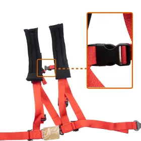 A114220 Savyspedy Red 4 Point Harness 2 Inch Straps Pack Rzr S Maverick 900 1000 Xp Turbo