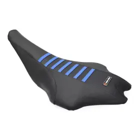 09-20-yfz-450r-bla-blu-rib Yamaha 2009-2024 Yfz 450r Seat Cover All Black / Blue Ribs Gripper Style