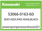 Kawasaki Oem Part 53066-0163-6D Seat-assy,pad Head,bl New. Price: $57.48.