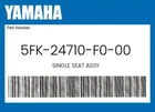 Yamaha Genuine Single Seat Assy 5FK-24710-F0-00 New. Price: $249.63.