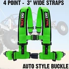 4 Point Off Road Harness 3" Belt Auto Style Buckle Push Button Release Green New. Price: $117.99.