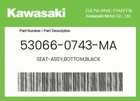 Kawasaki Genuine Seat-assy,bottom,black 53066-0743-MA New. Price: $449.29.